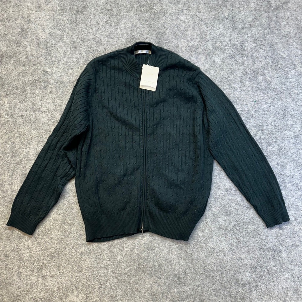 Greg Norman Cardigan Sweater Womens XL Green NWT Full Zip Cable Knit Mock Neck